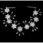 Accesoriu modern pentru decor par WED08C Argintiu cu cristale si perle de 30cm + 2 Agrafe Accesoriu modern pentru decor par WED08C Argintiu cu cristale si perle de 30cm + 2 Agrafe